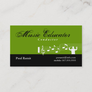 Music Educator Conductor Business Card Green