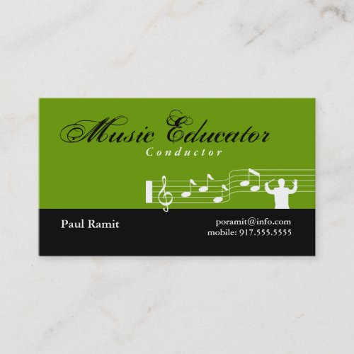 Music Educator Conductor Business Card Green