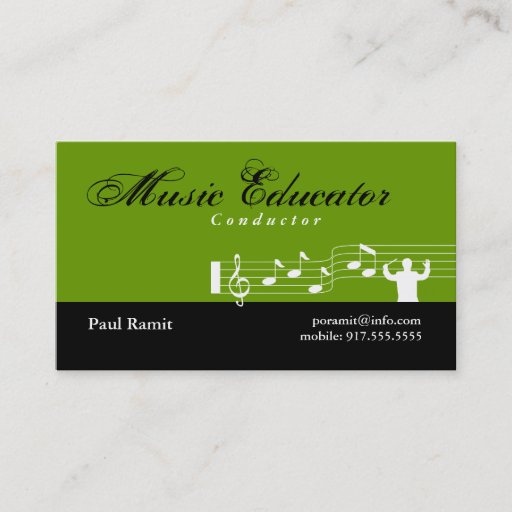 Customizable Music Educator Conductor Business Card Green