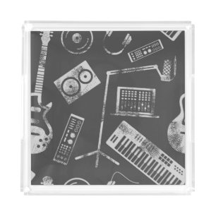Music elements: vintage seamless background. acrylic tray