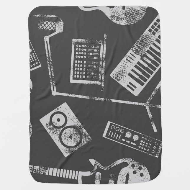 Music elements: vintage seamless background. baby blanket (Front)