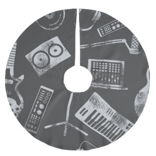 Music elements: vintage seamless background. brushed polyester tree skirt
