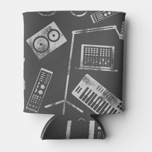 Music elements: vintage seamless background. can cooler (Front)