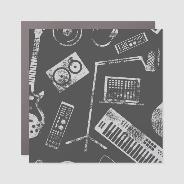 Music elements: vintage seamless background. car magnet (Front)