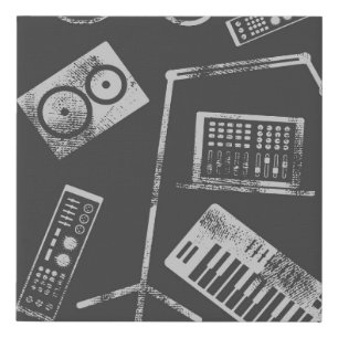 Music elements: vintage seamless background. faux canvas print