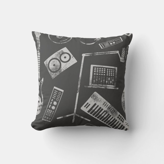 Music elements: vintage seamless background. throw pillow (Front)