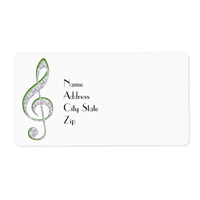 MUSIC Emerald and Diamond Treble Clef Label (Front)