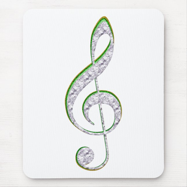 MUSIC Emerald and Diamond Treble Clef Mouse Pad (Front)