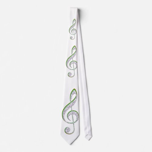 MUSIC Emerald and Diamond Treble Clef Neck Tie