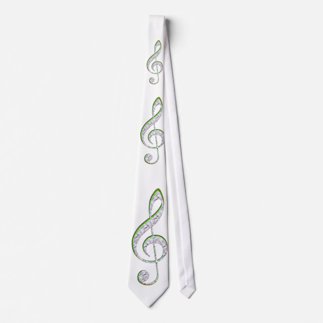 MUSIC Emerald and Diamond Treble Clef Neck Tie (Front)