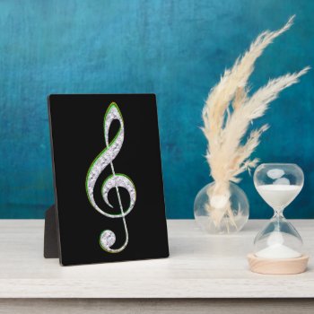 Music Emerald And Diamond Treble Clef Plaque by UTeezSF at Zazzle