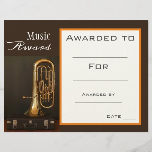 Music Euphonium award certificate music teacher