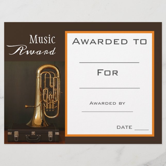 Music Euphonium award certificate music teacher (Front)