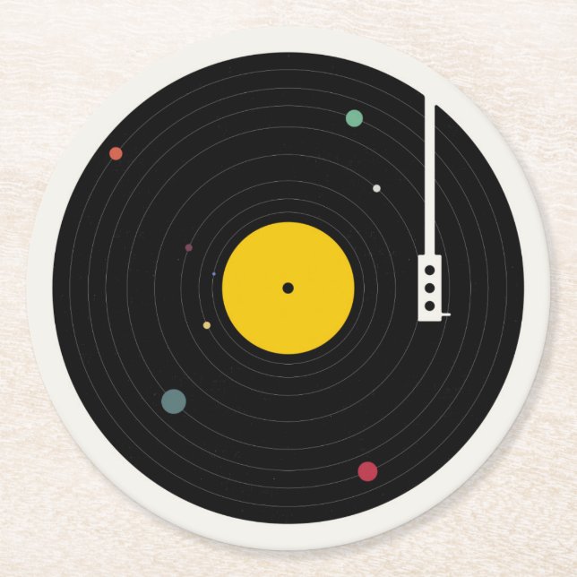 Music Everywhere | Florent Bodart Round Paper Coaster (Front)