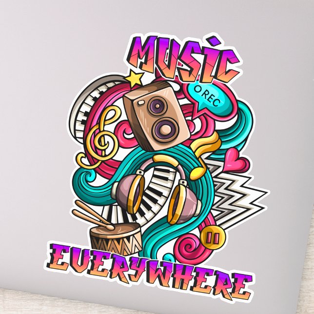 Music Everywhere Graffiti Art for Music Lovers Sticker (Creator Uploaded)