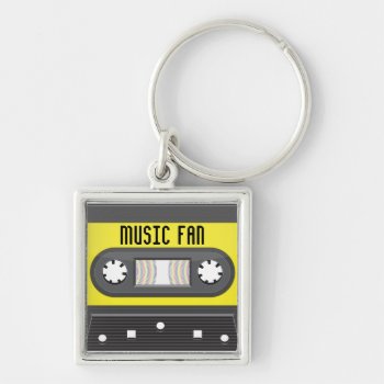 Music Fan Cassette With Rainbow Tape Keychain by antico at Zazzle