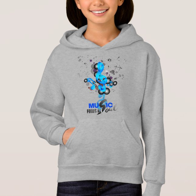 Music Feeds My Soul | Kids Pullover Hoodie (Front)