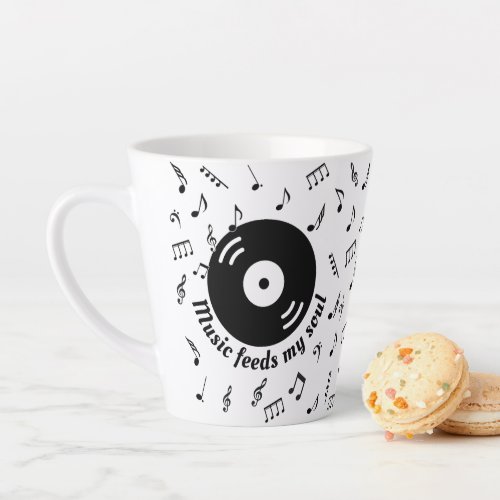 Music Feeds My Soul Vinyl Album 2 Latte Mug