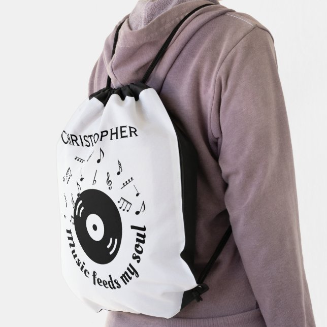 Music Feeds My Soul Vinyl Album WIth Name Drawstring Bag (Insitu)