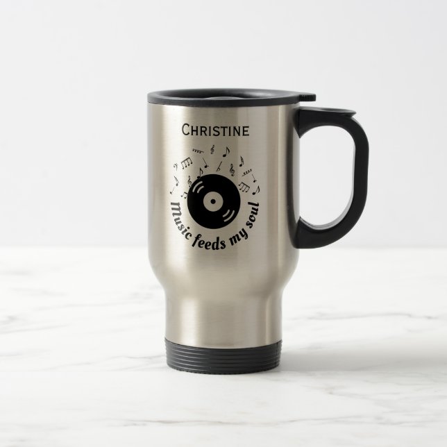Music Feeds My Soul Vinyl Album With Name Mug (Right)