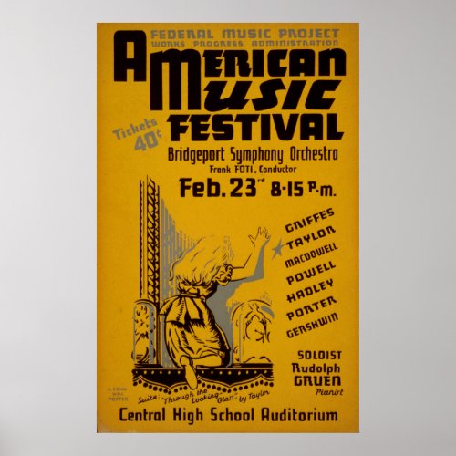 Music Festival America 1938 WPA Vintage Poster