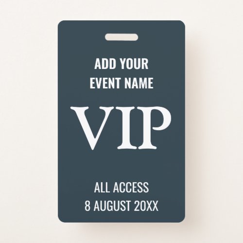 Music Festival Backstage Pass VIP Navy Blue  Badge