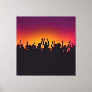 Music festival concert crowd silhouette people han canvas print