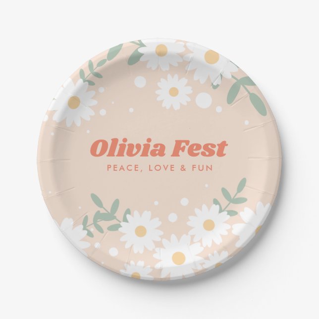 Music Festival Daisy Hippie Paper Plates (Front)