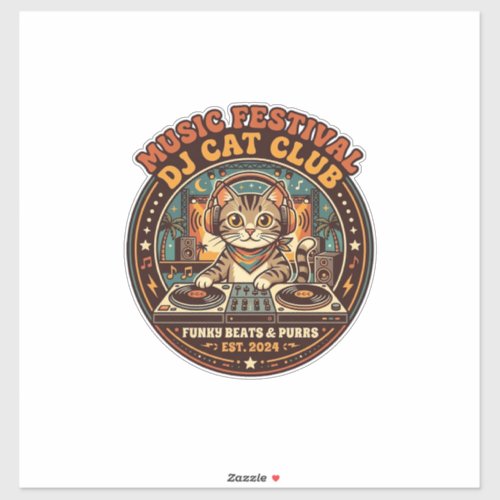 Music Festival DJ Cat Cat Lover Gift - Music Festi Sticker