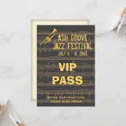 Music Festival Pass Golden Trumpet On Chocolate Invitation at Zazzle