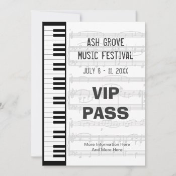 Music Festival Pass Piano Keyboard Theme Template by DigitalDreambuilder at Zazzle