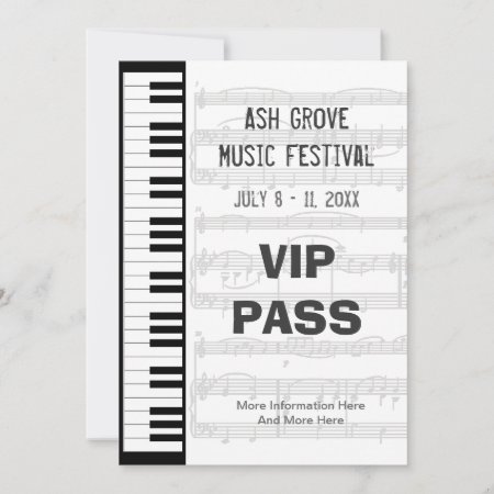 Music Festival Pass Piano Keyboard Theme Template