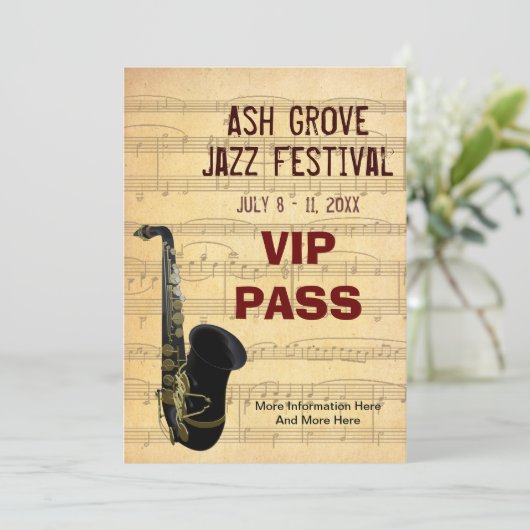 Music Festival Pass Saxophone Music Theme Template (Standing Front)