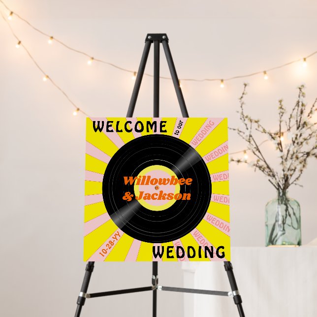 Music Festival Vinyl Record Wedding Welcome Sign (In Situ (Stand))