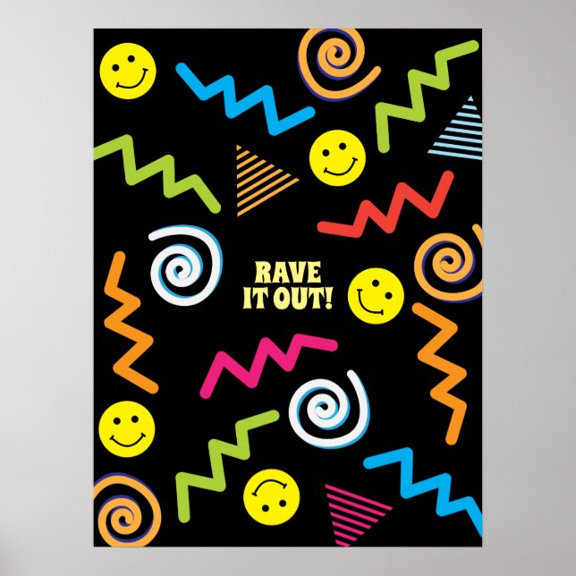 Music festivals rave inspiration retro style poster (Front)