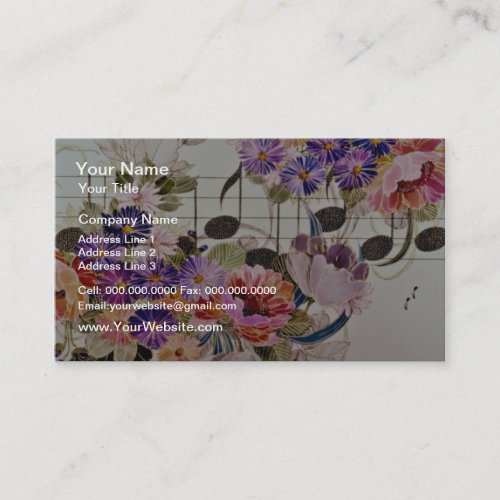 Music field Yellow flowers Business Card Templates