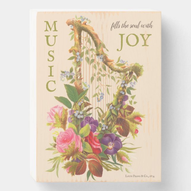 Music fills the soul with joy CC1237 Louis Prang Wooden Box Sign (Front Vertical)