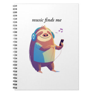 "Music Finds Me" music vibes design Notebook