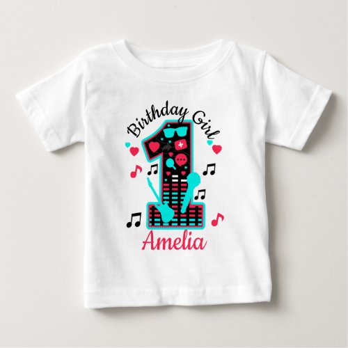 Music First Birthday Girl One Shirt