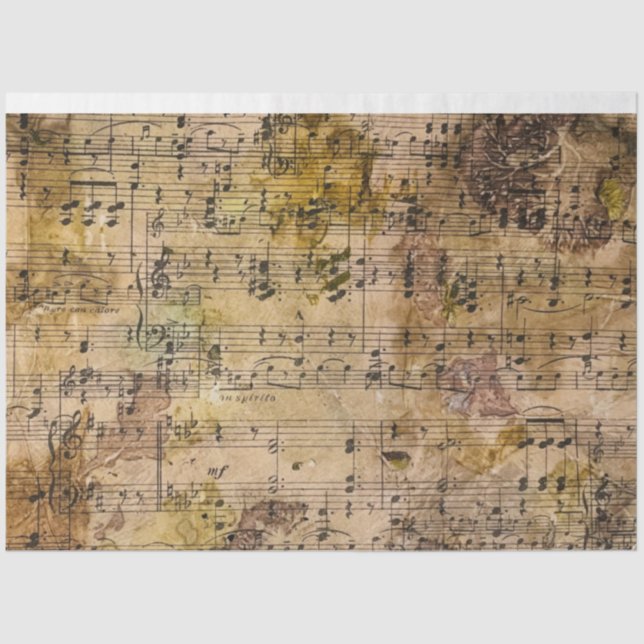 Music Floral Decoupage Tissue Paper Eco-Dye (Front)
