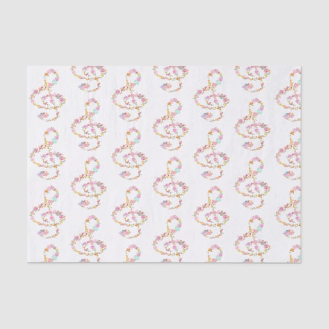 music floral treble clefs tissue paper (Front)
