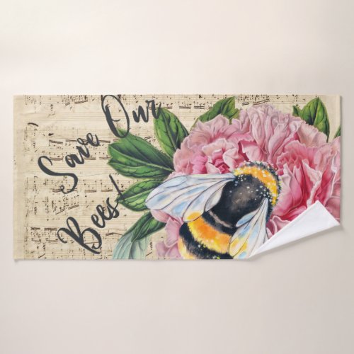 Music For Bees Pink Peony Bath Towel Set