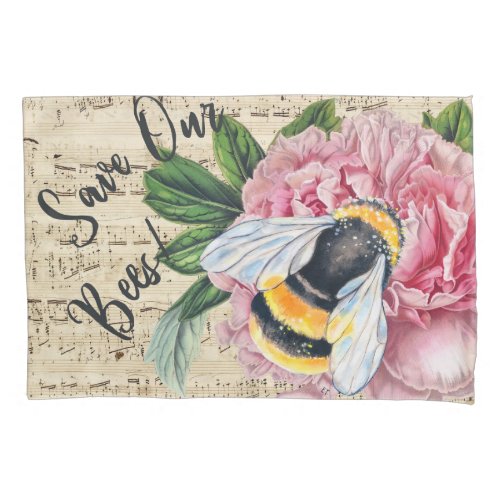 Music For Bees Pink Peony Pillowcase