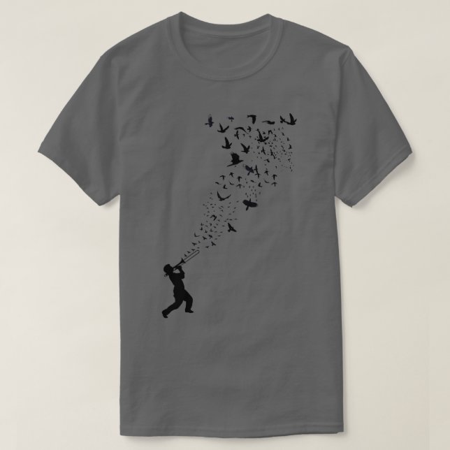 Music Freedom Music and the Birds 4  T-Shirt (Design Front)