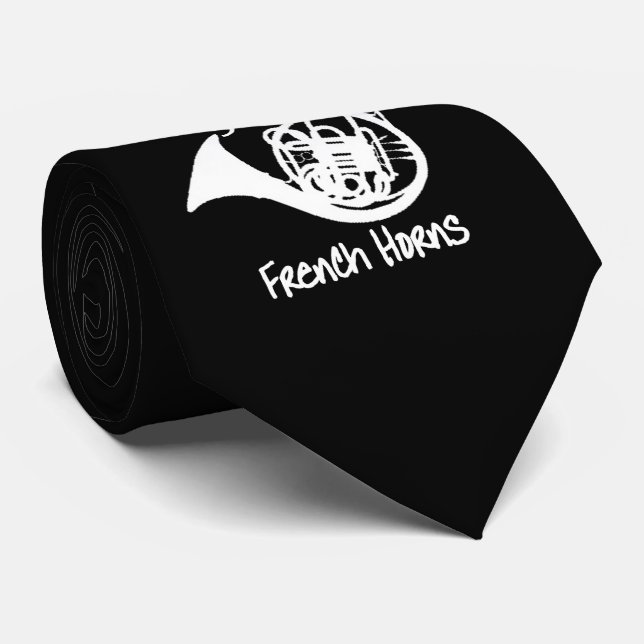Music French Horn Funny Slogan Graphic Neck Tie (Rolled)