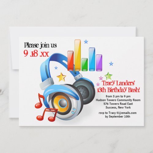 Music From My Headphones Party Invitation