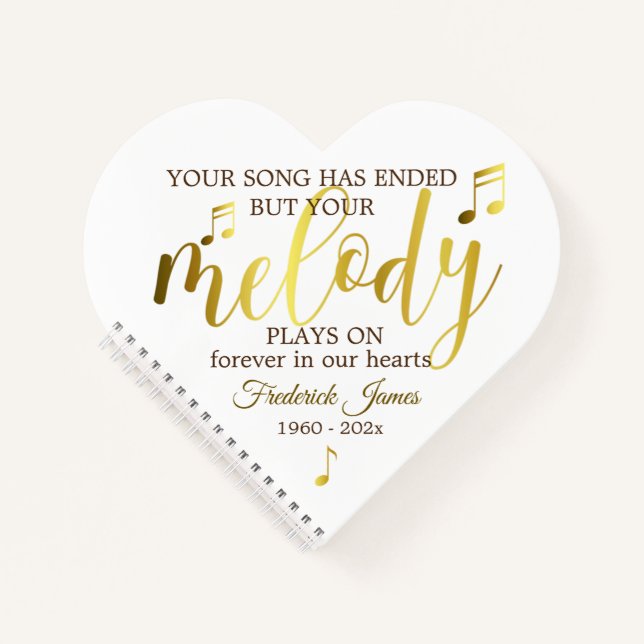 Music Funeral Heart Guest Book (Front)