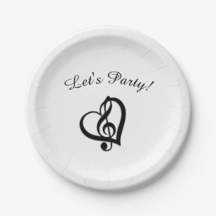 Music G Heart Let's Party Paper Plates