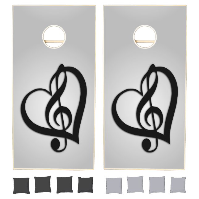Music G Heart on Silver Cornhole Set (Set)