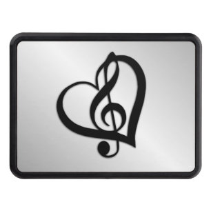 Music G Heart on Silver Trailer Hitch Cover